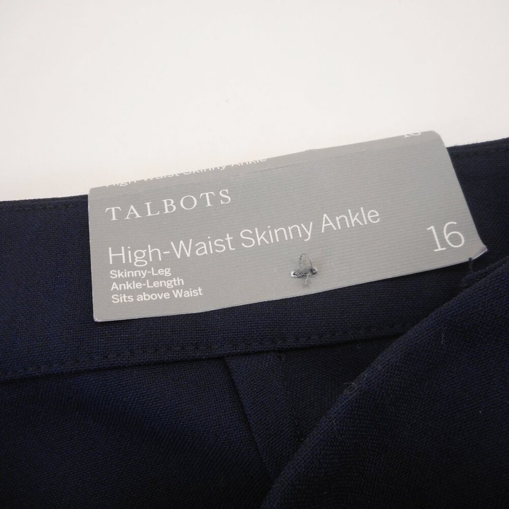NWT Talbots Women's Size 16 High Waist Skinny Ankle Pants Navy Blue Career - Picture 8 of 10